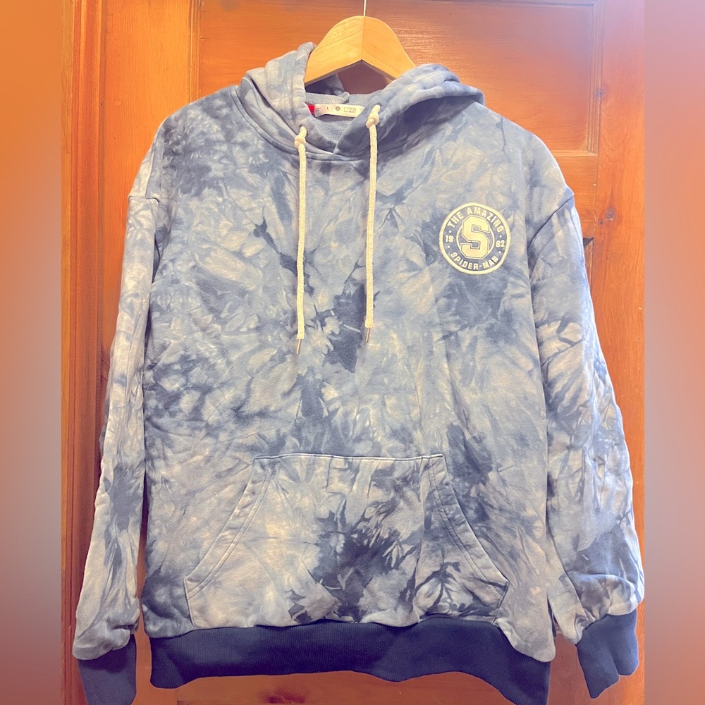 SPIDERMAN Tie Dye Hoodie Sweatshirt Sporty Sweater Top Marvel Licensed Hoody Men